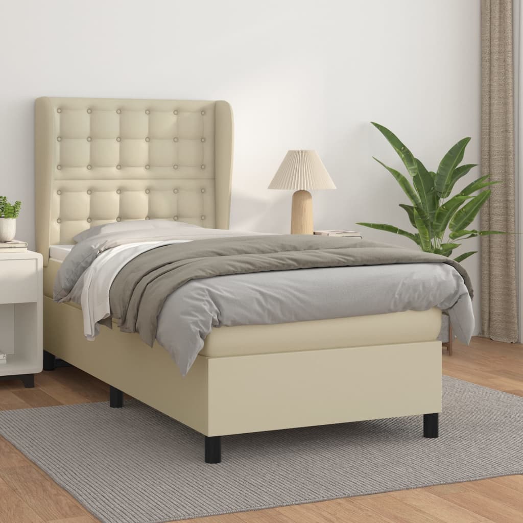 Krevet s oprugama i madracem krem 80 x 200 cm od umjetne kože