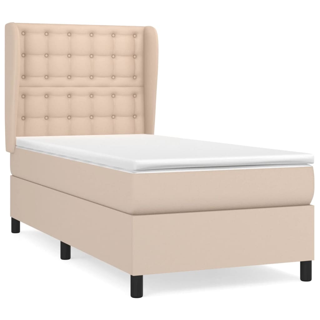 Krevet s oprugama i madrac cappuccino 80x200 cm od umjetne kože