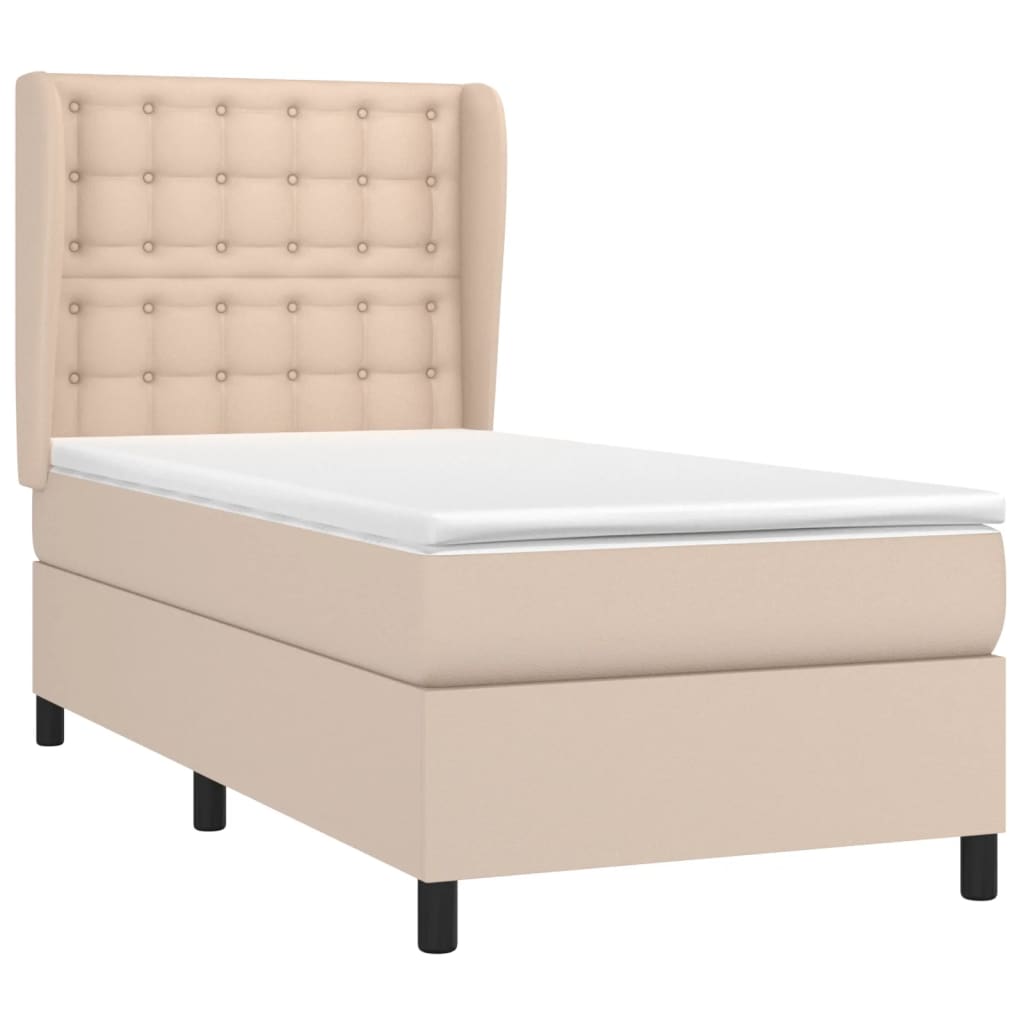 Krevet s oprugama i madrac cappuccino 80x200 cm od umjetne kože