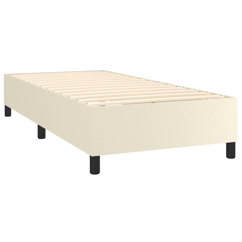 Krevet s oprugama i madracem krem 90 x 190 cm od umjetne kože