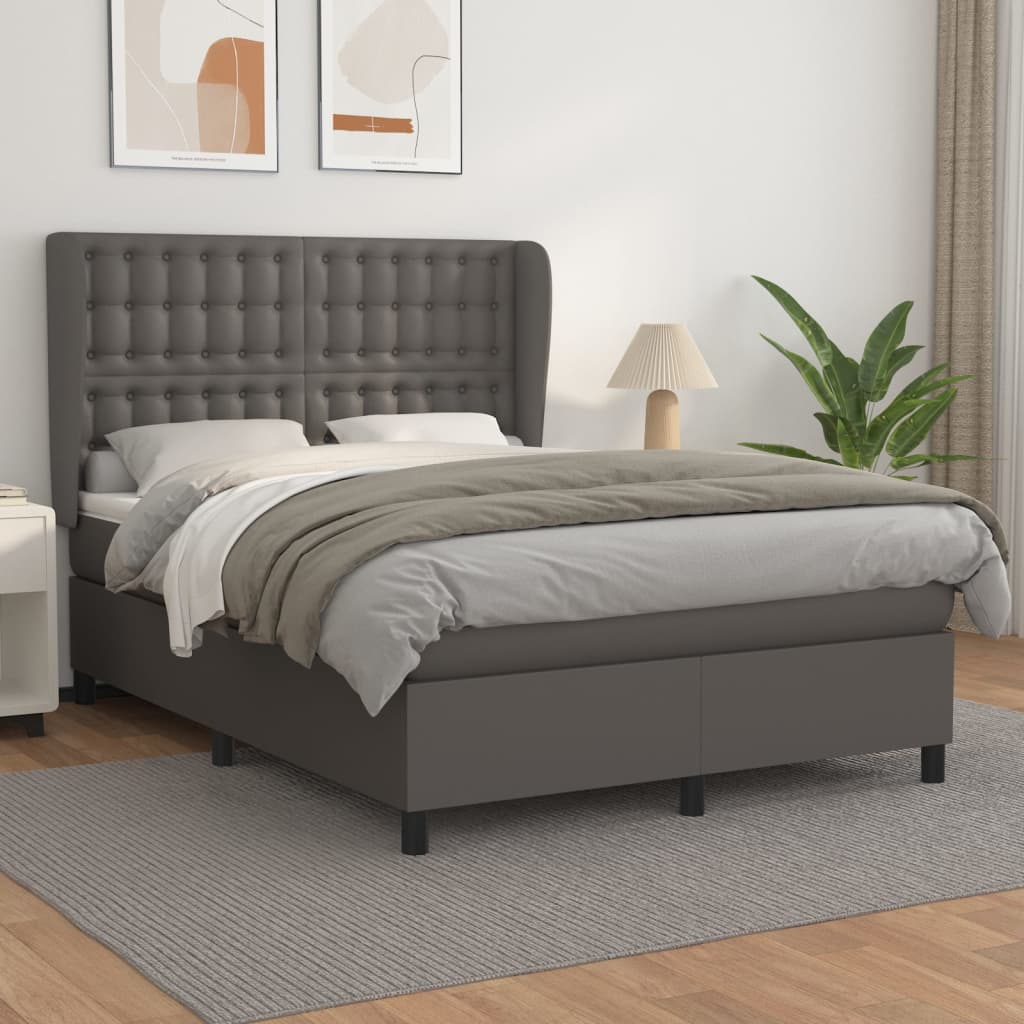 Krevet s oprugama i madracem sivi 140x190 cm od umjetne kože