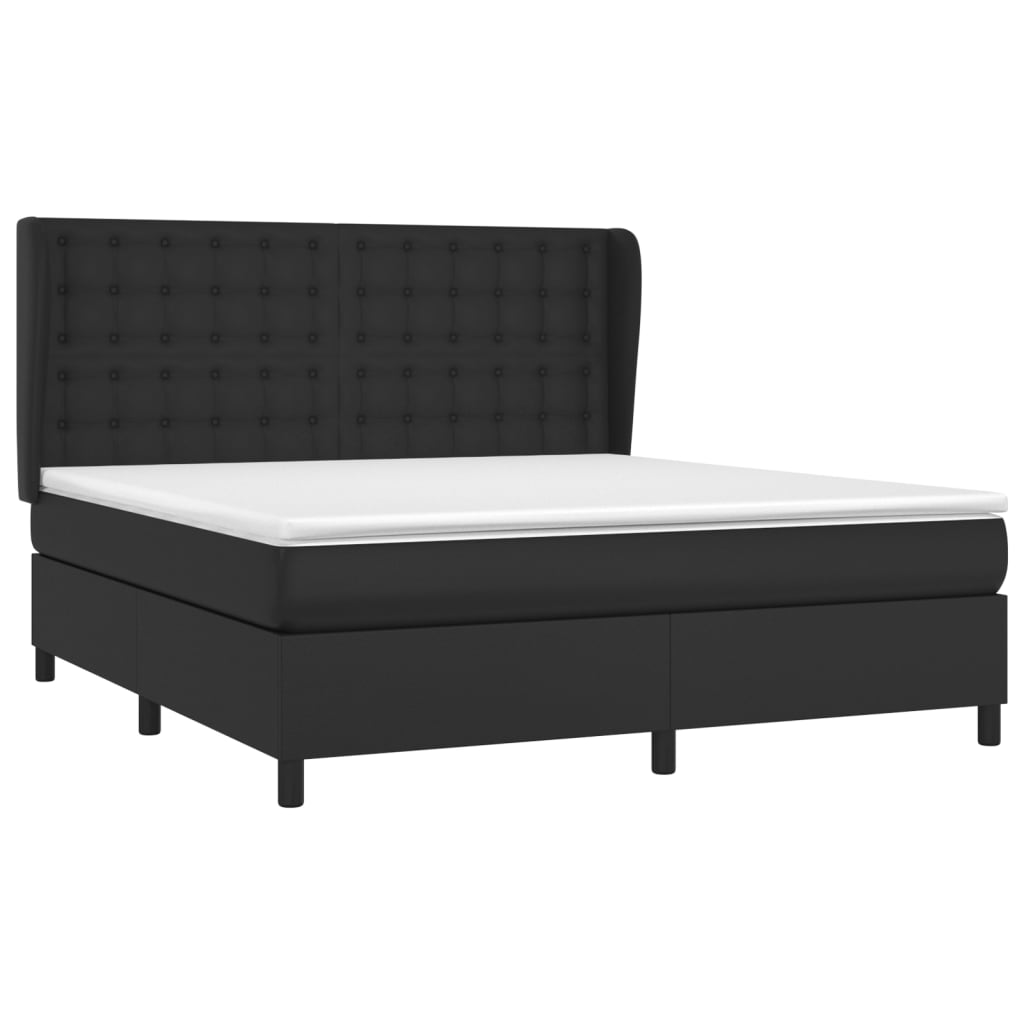 Krevet s oprugama i madracem crni 180 x 200 cm od umjetne kože