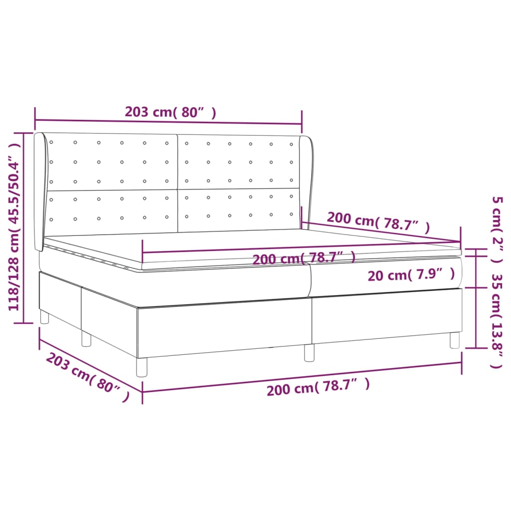 Krevet s oprugama i madracem krem 200x200 cm od umjetne kože