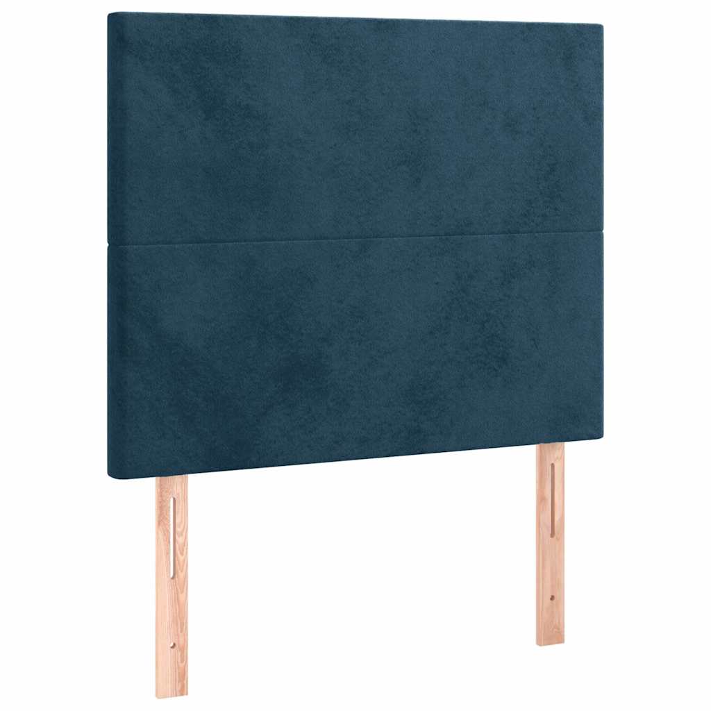 Box spring krevet s madracem tamnoplavi 90x190 cm baršunasti