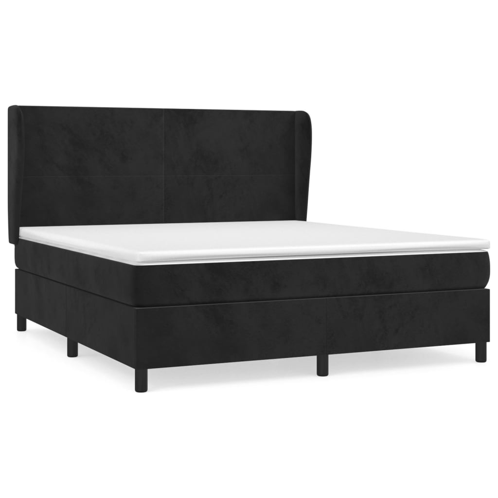 Krevet s oprugama i madracem crni 160x200 cm baršunasti
