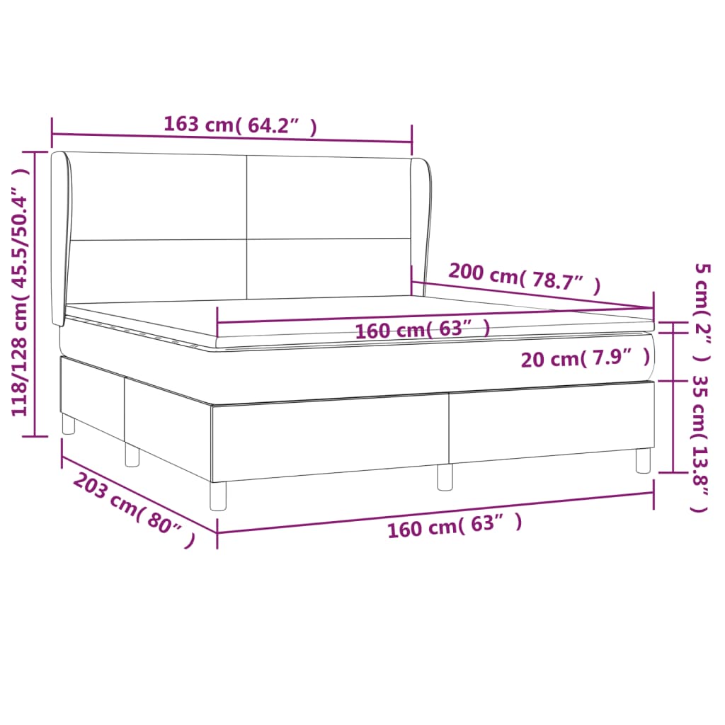 Krevet s oprugama i madracem crni 160x200 cm baršunasti