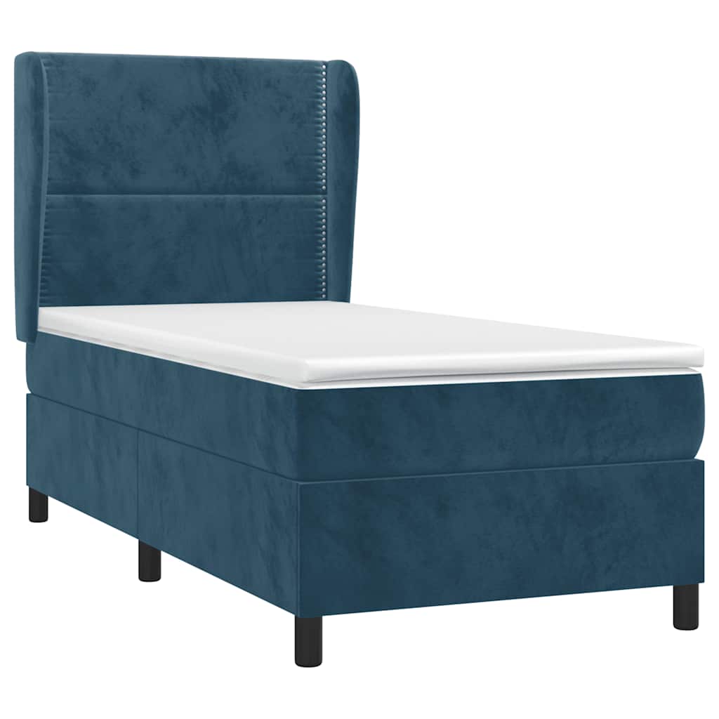 Box spring krevet s madracem tamnoplavi 90x190 cm baršunasti