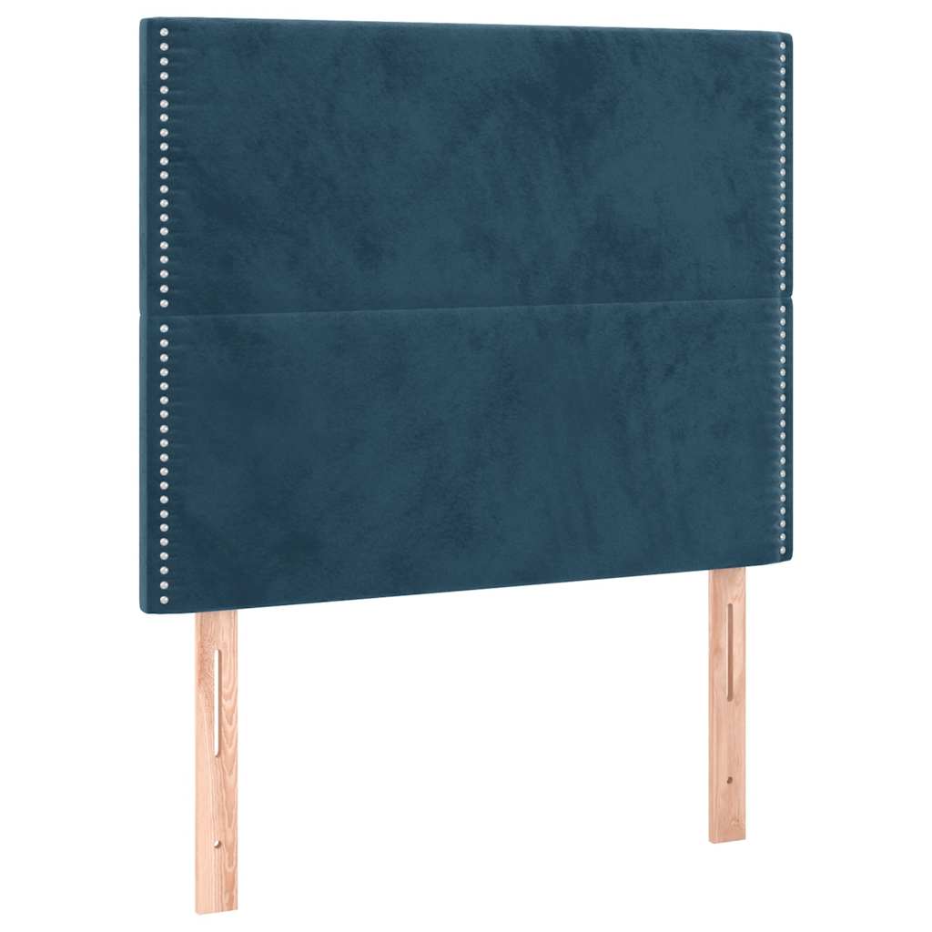 Box spring krevet s madracem tamnoplavi 90x200 cm baršunasti