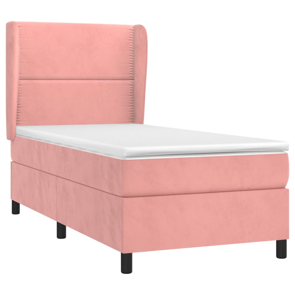Box spring krevet s madracem ružičasti 90x200 cm baršunasti