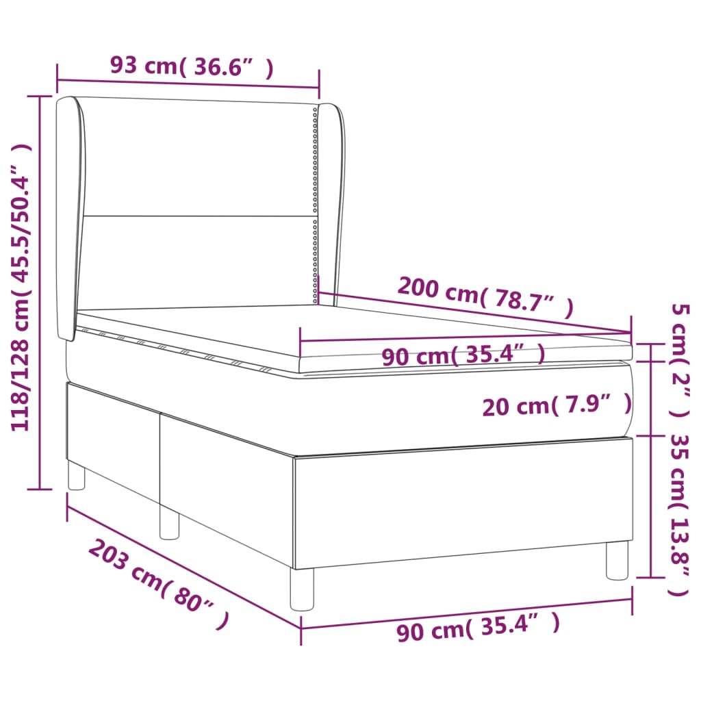 Box spring krevet s madracem ružičasti 90x200 cm baršunasti