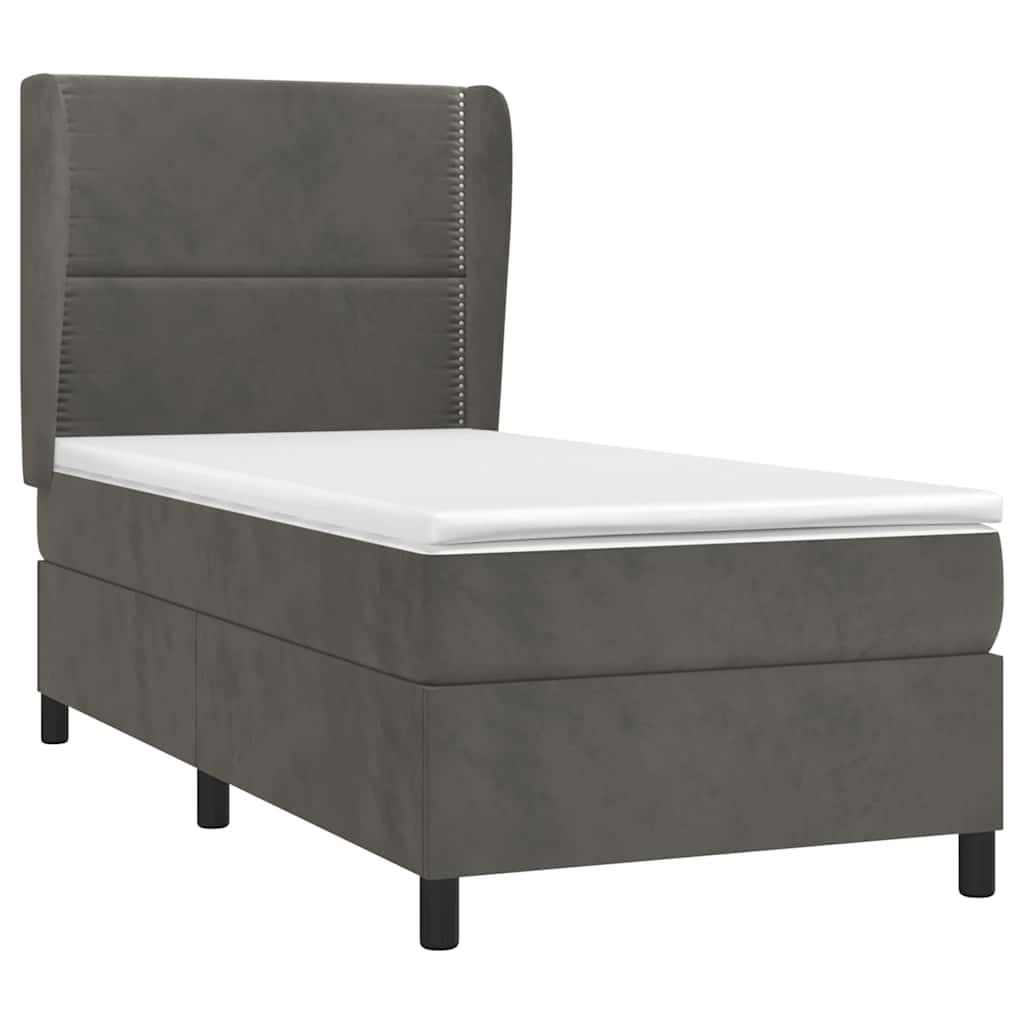 Box spring krevet s madracem tamnosivi 100x200 cm baršunasti