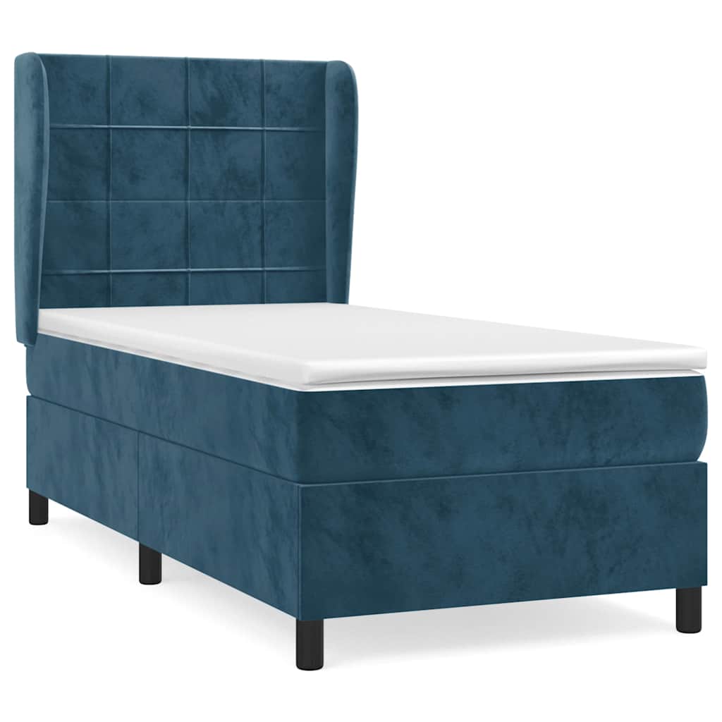 Box spring krevet s madracem tamnoplavi 80 x 200 cm baršunasti