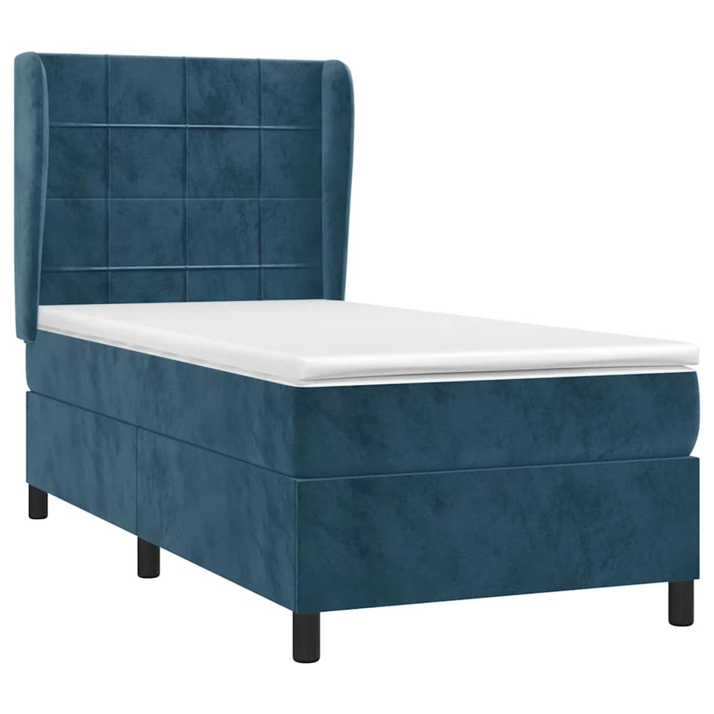 Box spring krevet s madracem tamnoplavi 90x190 cm baršunasti