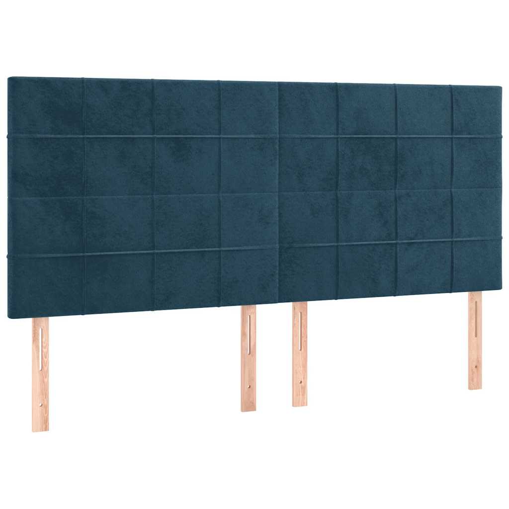 Krevet s oprugama i madracem tamnoplavi 160x200 cm baršunasti
