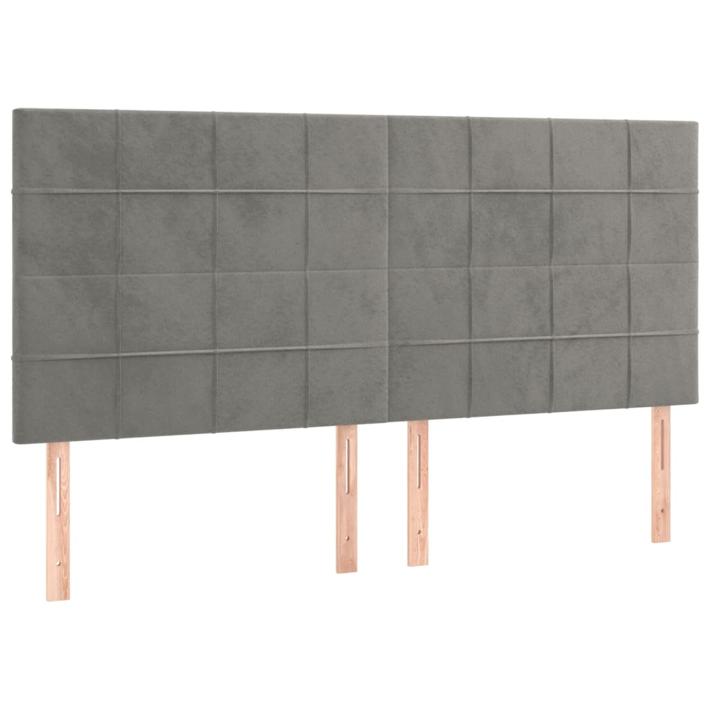 Krevet s oprugama i madracem svjetlosivi 180x200 cm baršunasti