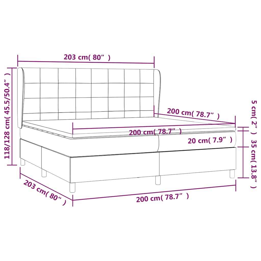Krevet s oprugama i madracem tamnosivi 200x200 cm baršunasti
