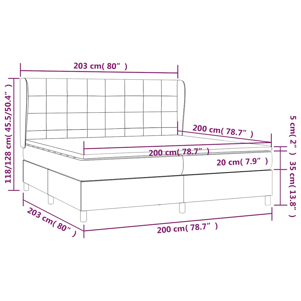 Krevet s oprugama i madracem tamnoplavi 200x200 cm baršunasti