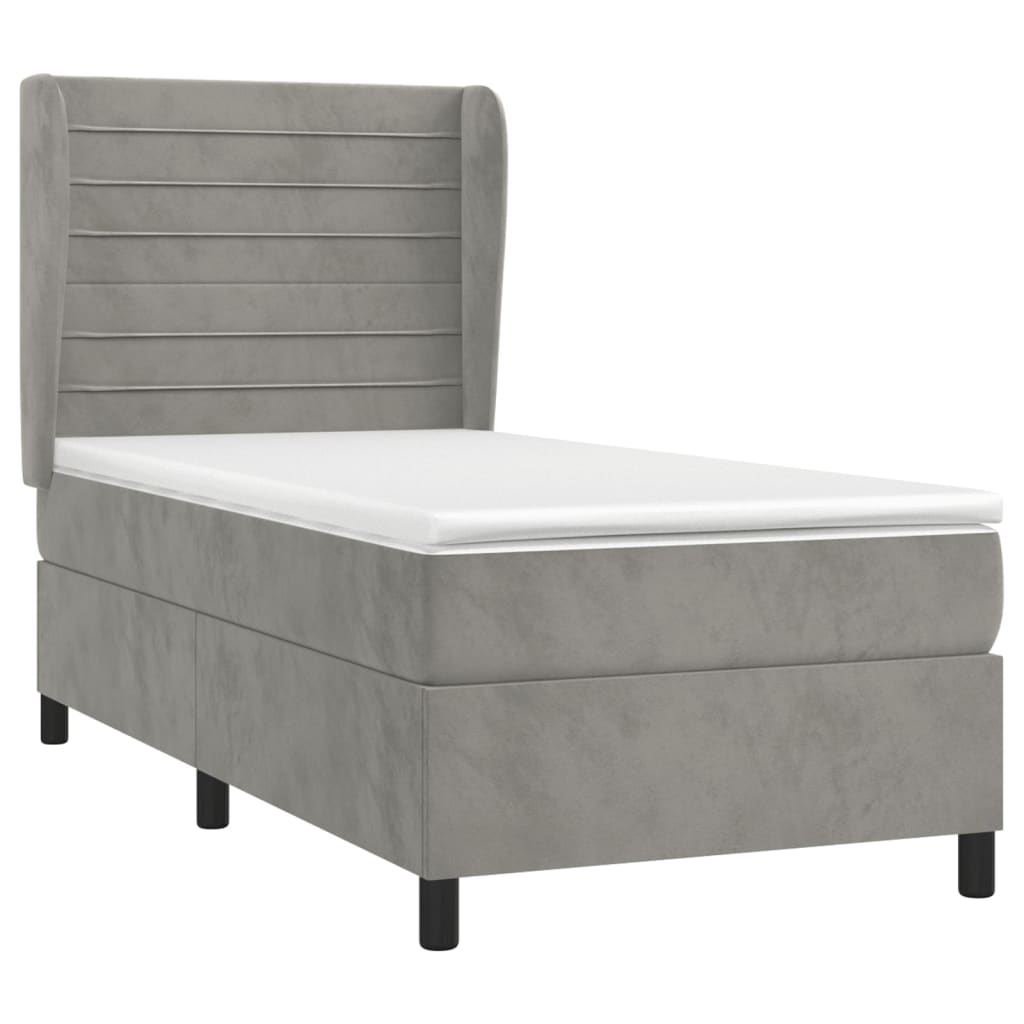 Box spring krevet s madracem svjetlosivi 80 x 200 cm baršunasti