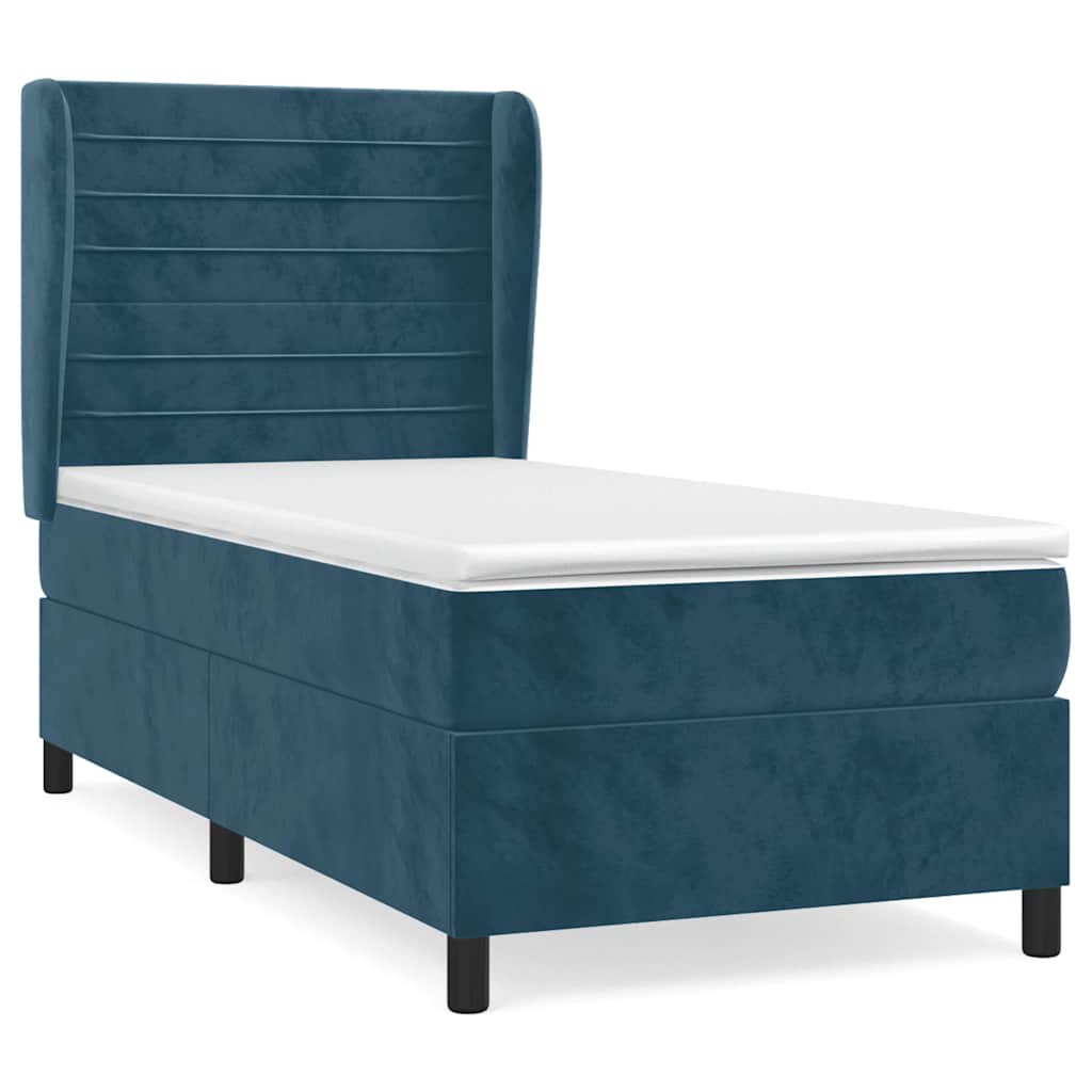 Box spring krevet s madracem tamnoplavi 90x190 cm baršunasti