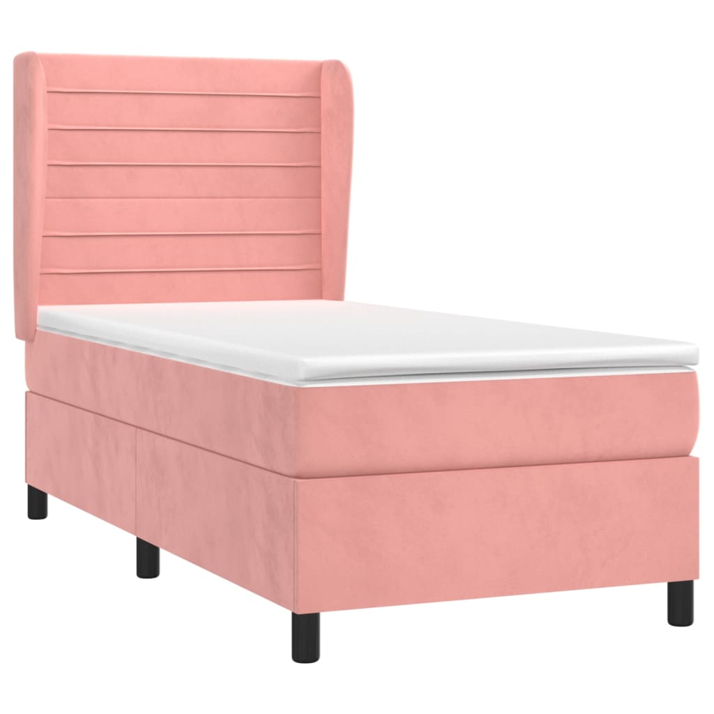 Box spring krevet s madracem ružičasti 90x190 cm baršunasti