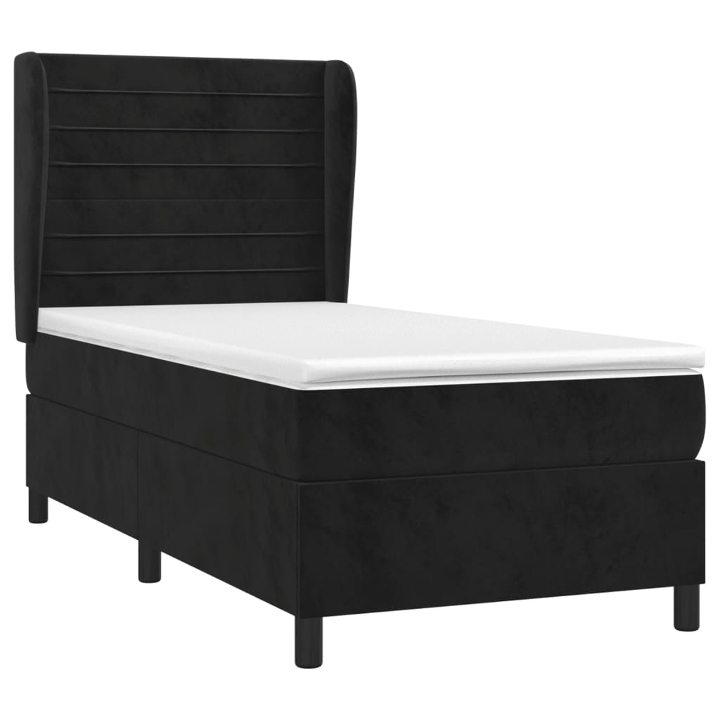 Box spring krevet s madracem crni 100x200 cm baršunasti