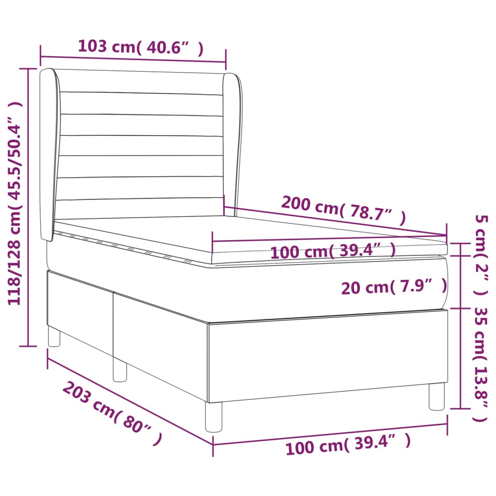 Box spring krevet s madracem crni 100x200 cm baršunasti
