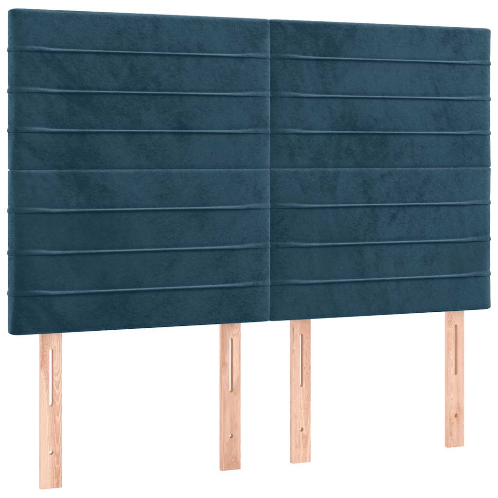 Krevet s oprugama i madracem tamnoplavi 140x190 cm baršunasti