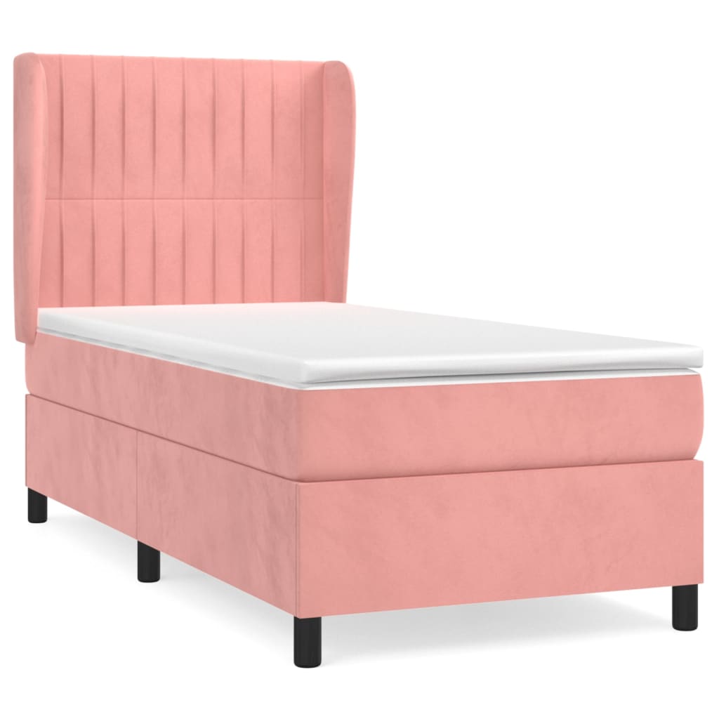 Box spring krevet s madracem ružičasti 90x190 cm baršunasti