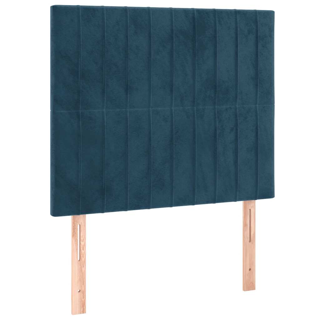 Box spring krevet s madracem tamnoplavi 90x200 cm baršunasti