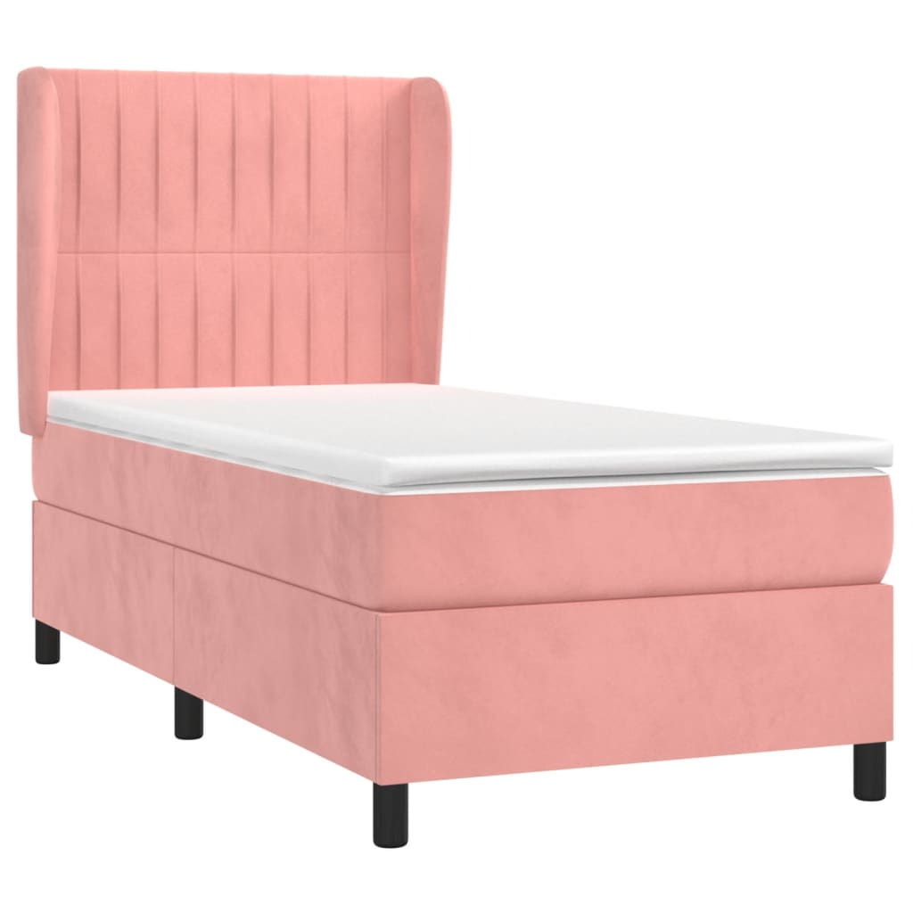 Box spring krevet s madracem ružičasti 90x200 cm baršunasti