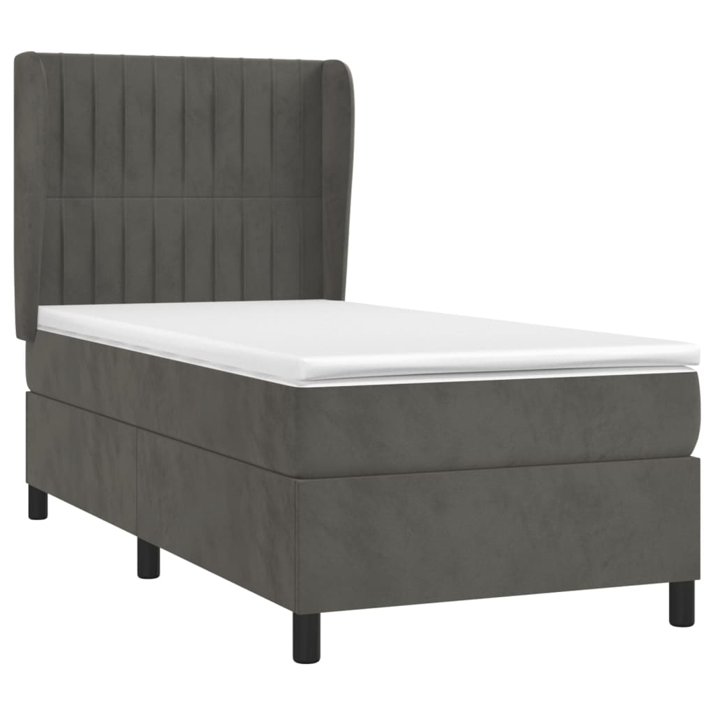 Box spring krevet s madracem tamnosivi 100x200 cm baršunasti