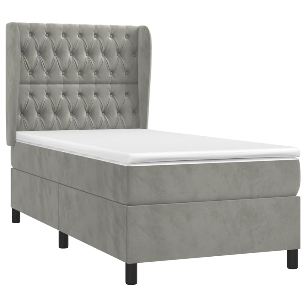 Box spring krevet s madracem svjetlosivi 80 x 200 cm baršunasti
