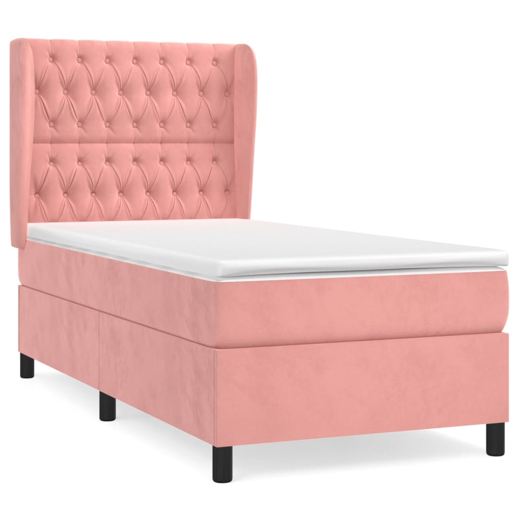 Box spring krevet s madracem ružičasti 80 x 200 cm baršunasti