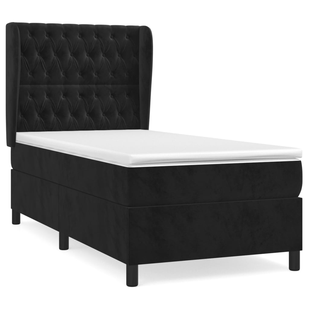 Box spring krevet s madracem crni 90x190 cm baršunasti