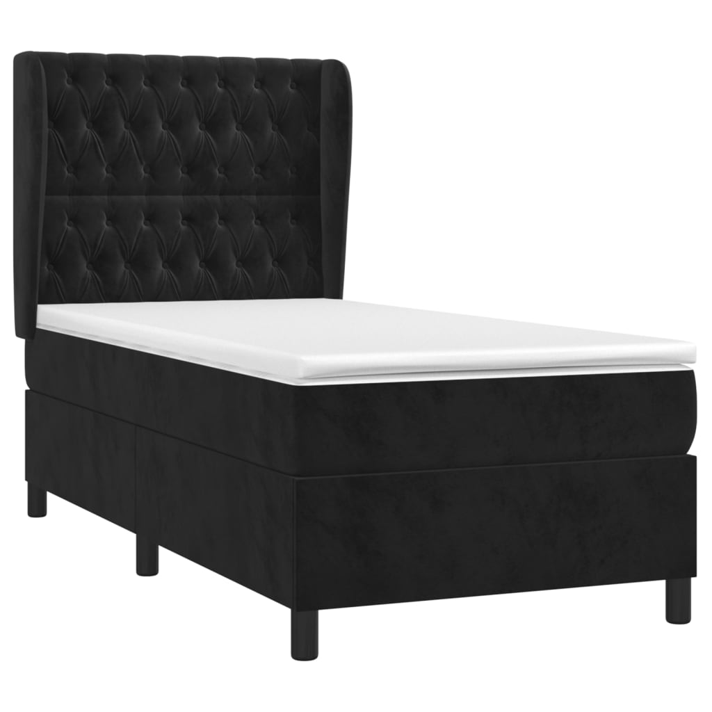 Box spring krevet s madracem crni 90x190 cm baršunasti