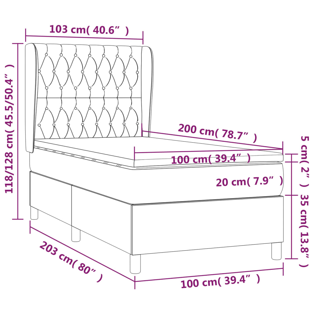 Box spring krevet s madracem crni 100x200 cm baršunasti