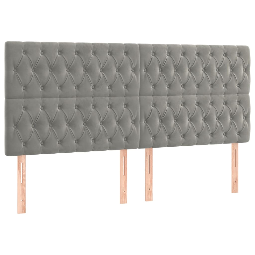 Krevet s oprugama i madracem svjetlosivi 200x200 cm baršunasti