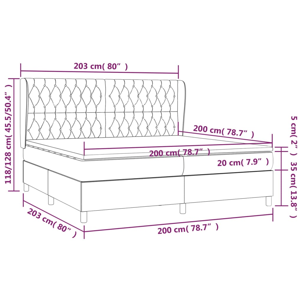 Krevet s oprugama i madracem tamnosivi 200x200 cm baršunasti
