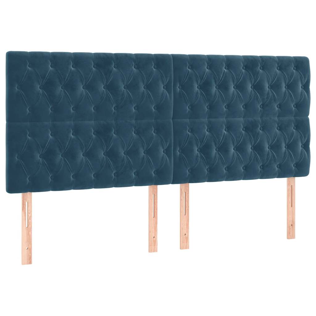 Krevet s oprugama i madracem tamnoplavi 200x200 cm baršunasti