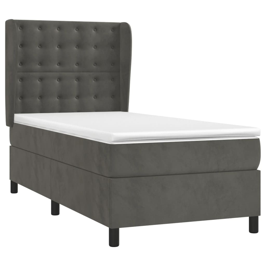 Box spring krevet s madracem tamnosivi 80 x 200 cm baršunasti