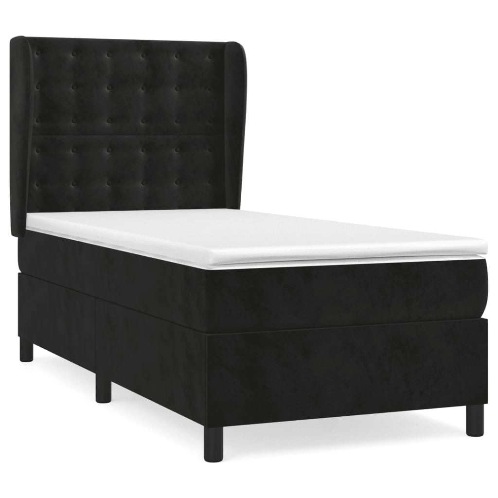 Box spring krevet s madracem crni 90x190 cm baršunasti