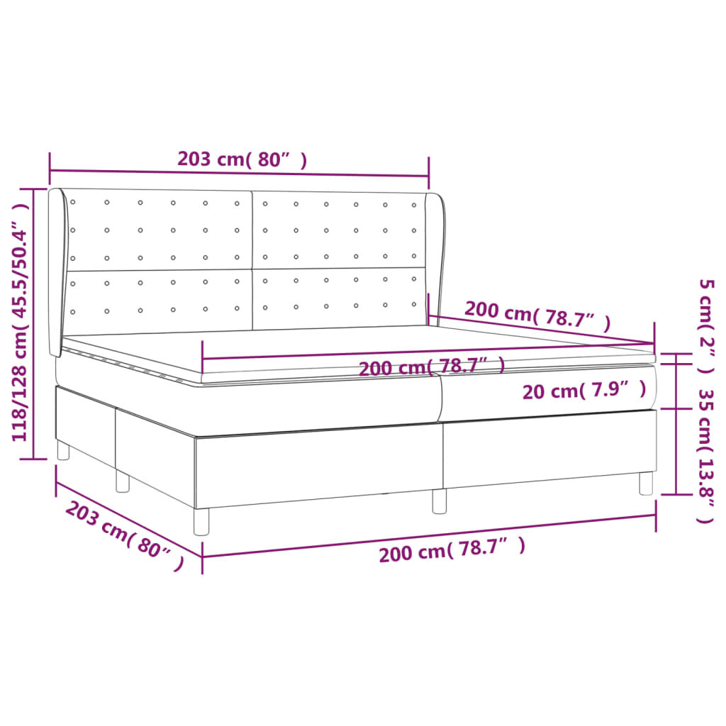 Krevet s oprugama i madracem crni 200x200 cm baršunasti