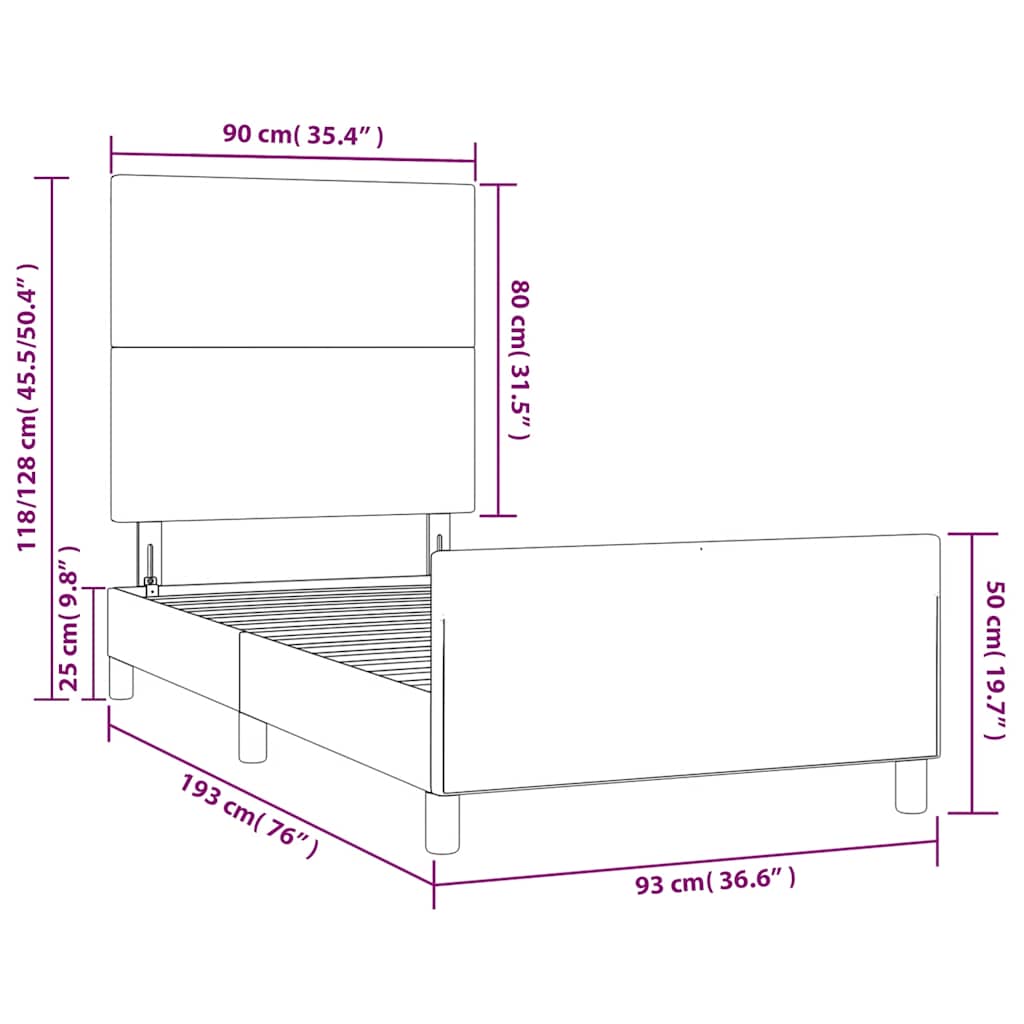 Okvir za krevet bez madraca crni 90x190cm od tkanine