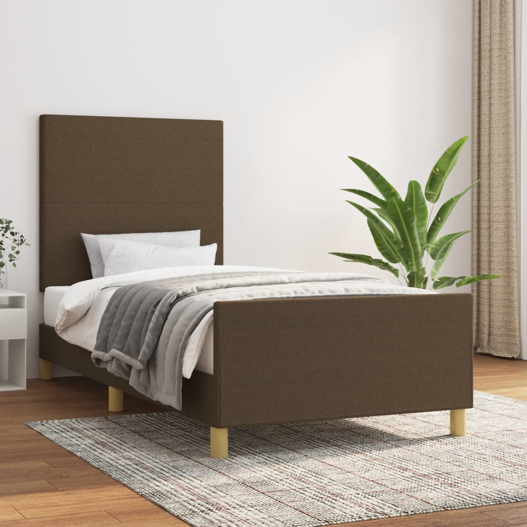 Okvir za krevet bez madraca tamnosmeđi 90 x 190 cm od tkanine