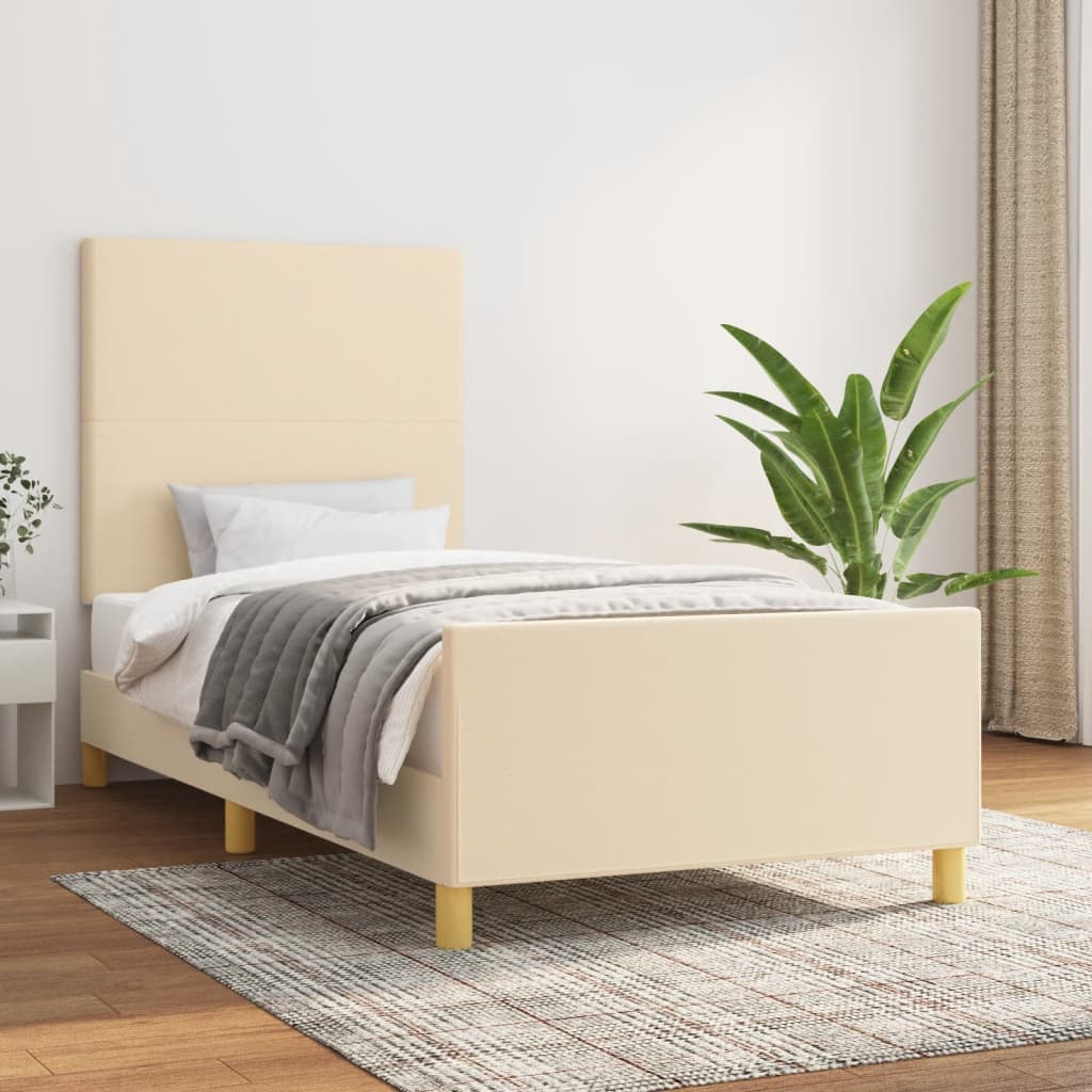 Okvir za krevet bez madraca krem 90x200cm od tkanine