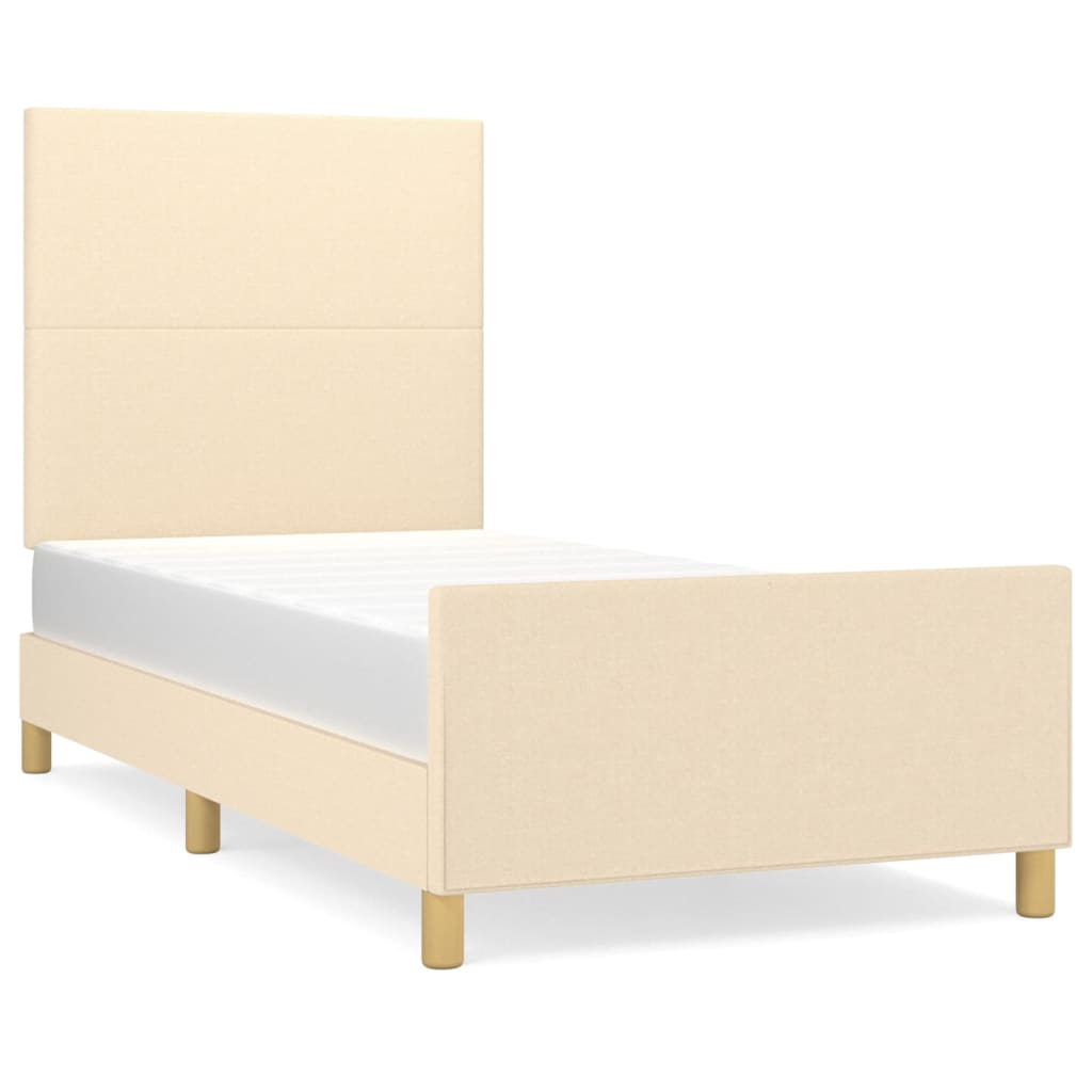 Okvir za krevet bez madraca krem 100 x 200 cm od tkanine