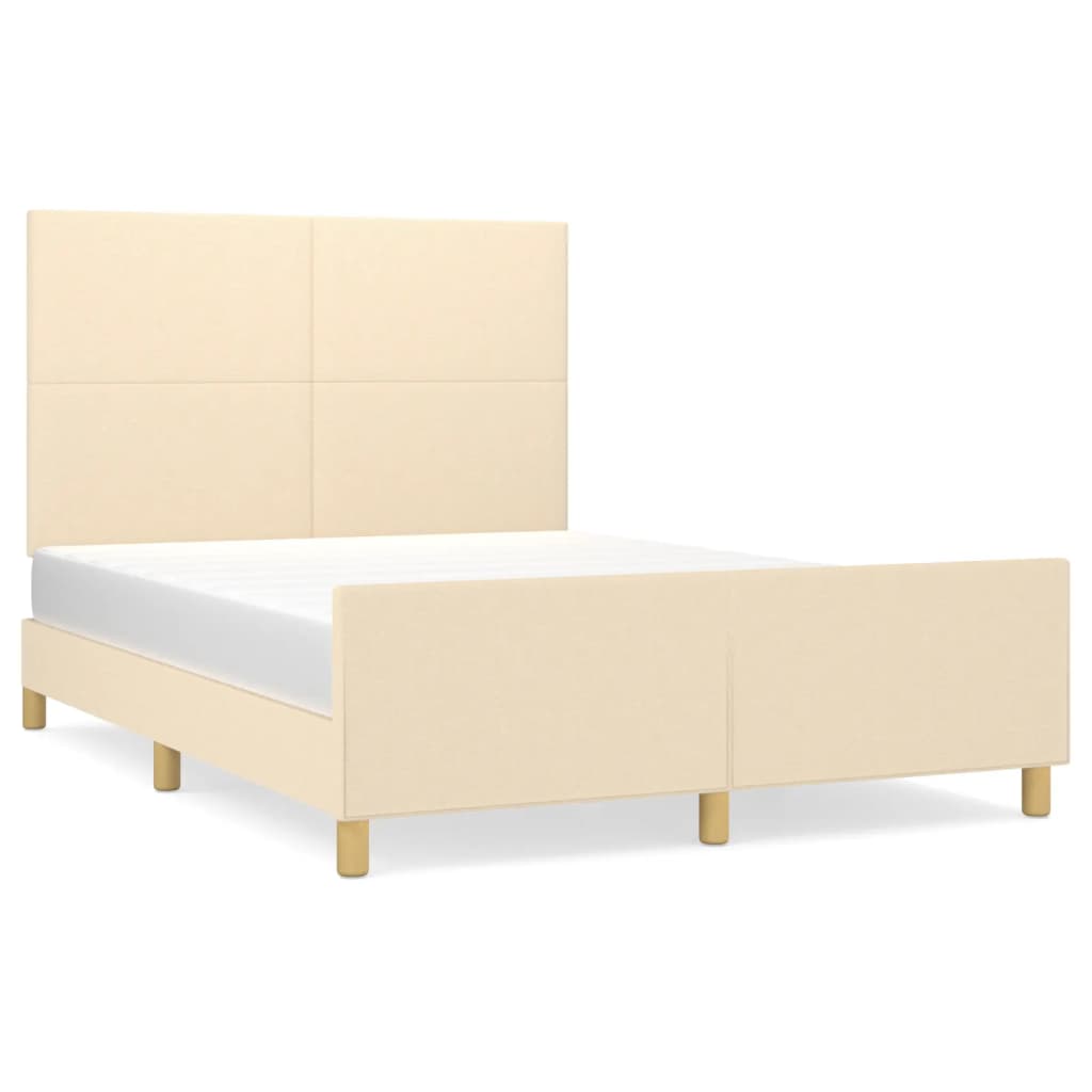 Okvir za krevet bez madraca krem 140 x 190 cm od tkanine