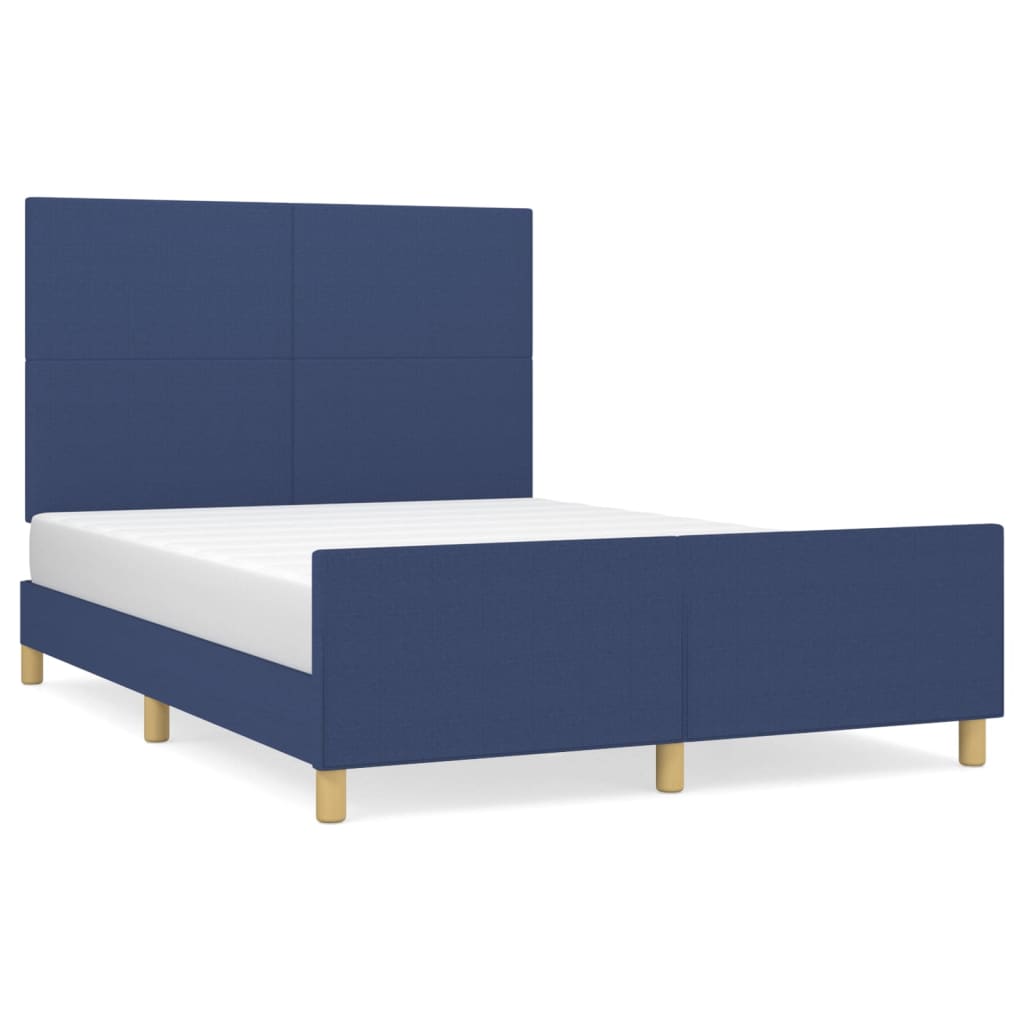 Okvir za krevet bez madraca plavi 140 x 190 cm od tkanine