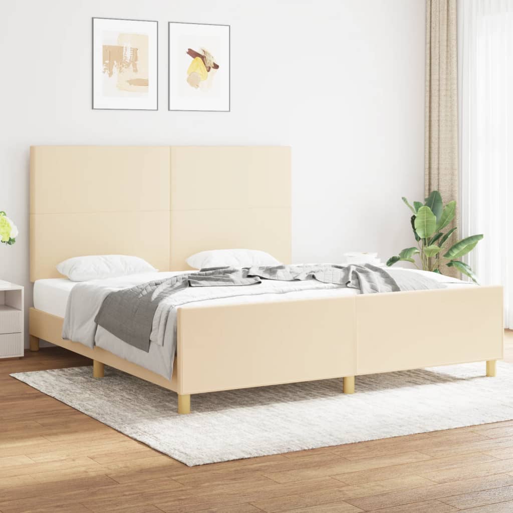 Okvir za krevet bez madraca krem 180 x 200 cm od tkanine