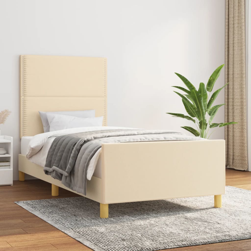Okvir za krevet bez madraca krem 90x190cm od tkanine